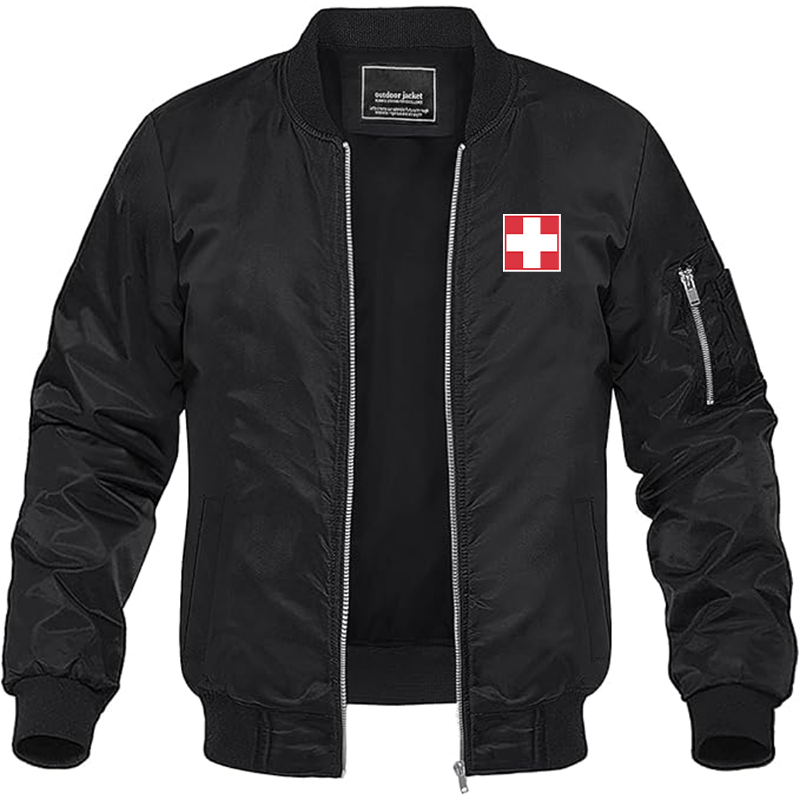 Men's  Switzerland National Football Soccer Team  Lightweight Bomber Jacket Windbreaker Softshell Varsity Jacket Coat